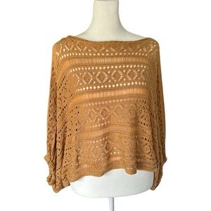 Cozy Casual Women's Crochet Poncho - Brown